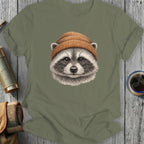 Adorable Raccoon with Beanie Graphic Tee-Shirt