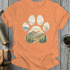 Mountain Landscape Paw Print Design T-shirt