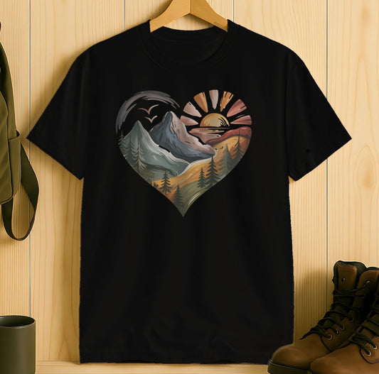 Heart Shape Mountain Sunset T-Shirt product