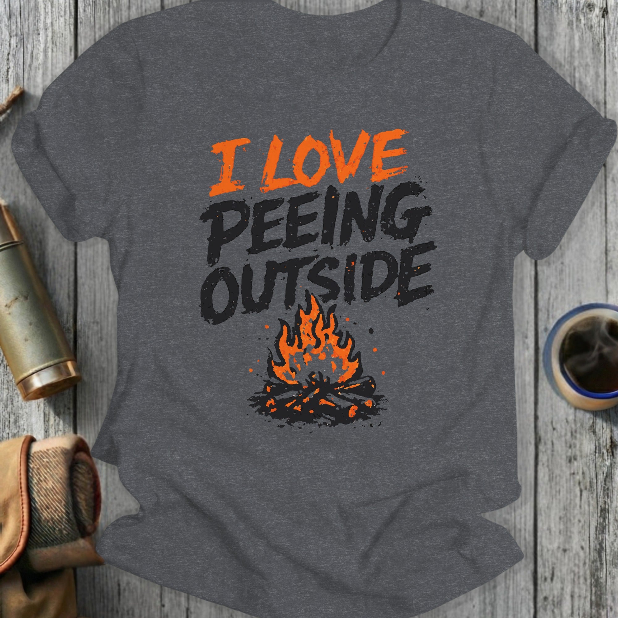 Fun I Love Peeing Outside Campfire Graphic Tee