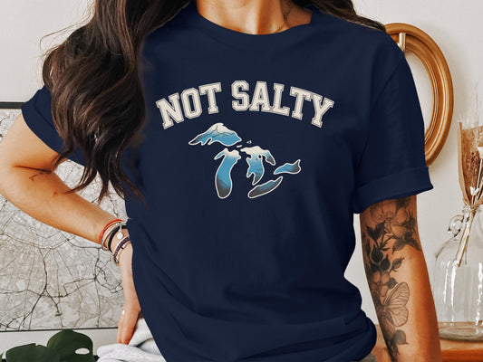 Not Salty Design Graphic Blue Shirt Product type