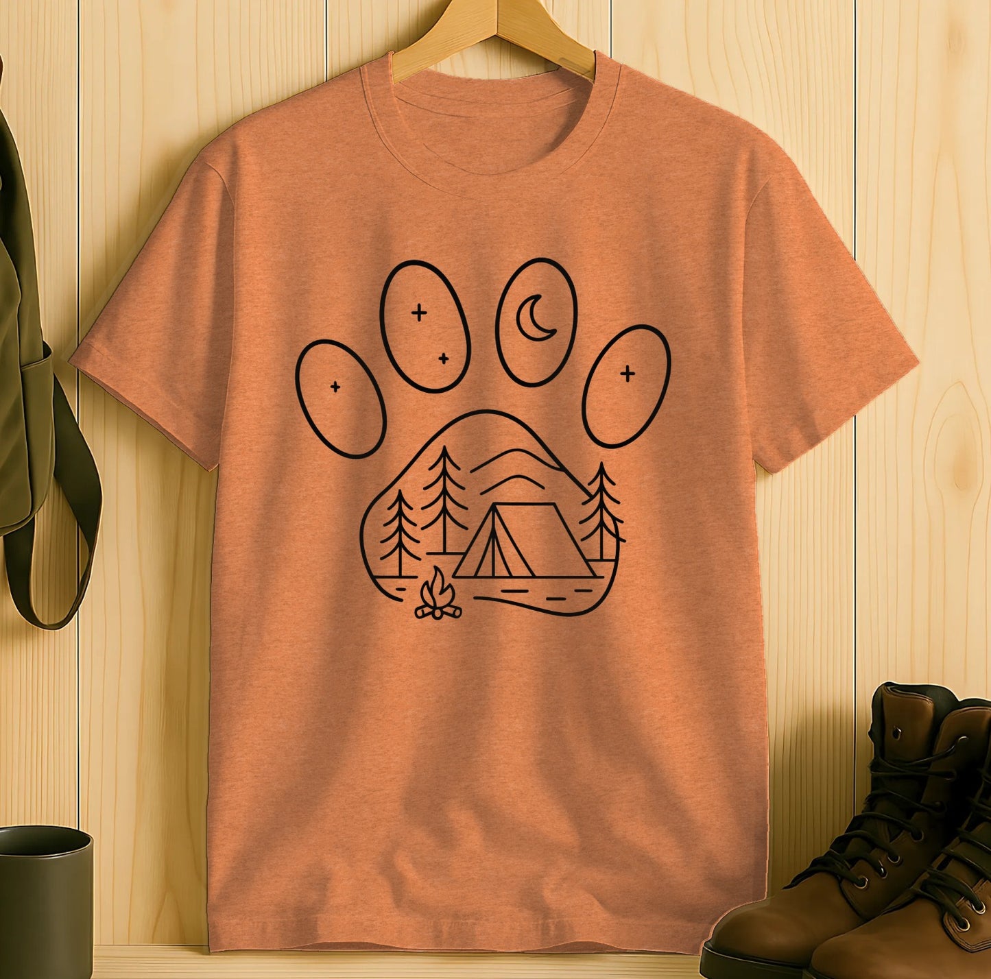Moonlit Camping Paw Print Graphic T-shirt product