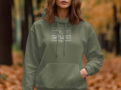 Cozy Hoodie with Seasonal Autumn Vibes Print product