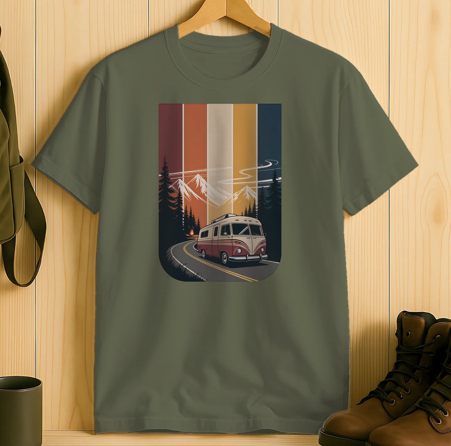 Retro Camper Van Adventure Graphic T-Shirt product type