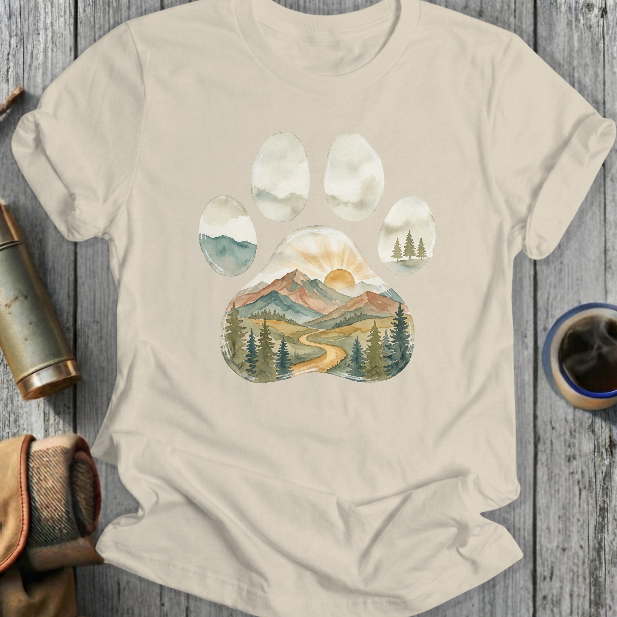Scenic Nature Mountain Paw Print Shirt